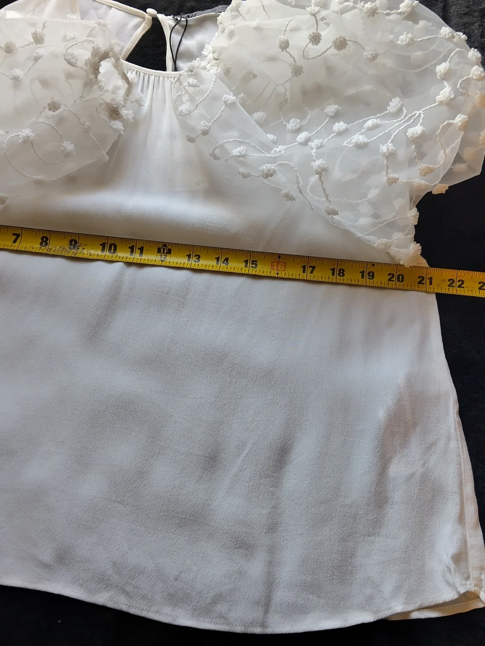 Zara Women's Cream Blouse Floral Sheer Puff Sleeves 100% Viscose Size L